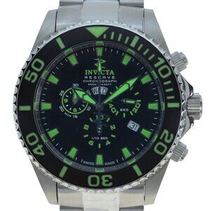 Men's 47mm Invicta Reserve Grand Diver Black/ Green Stainless Watch! Ref: 1021!
